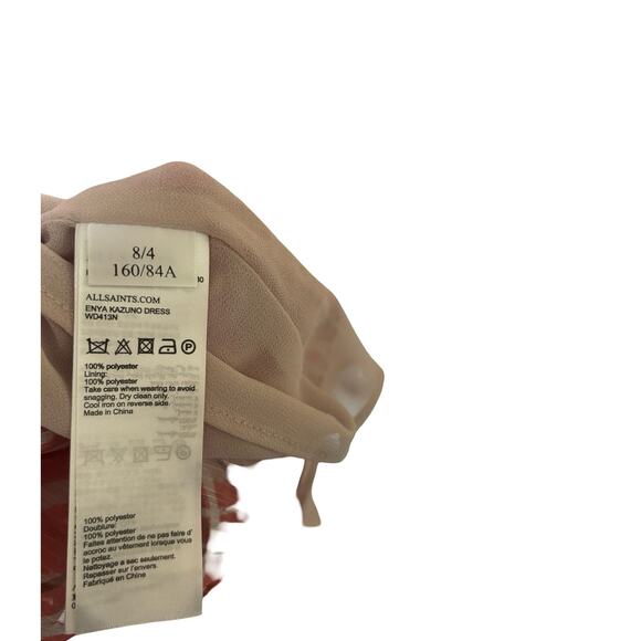 ALLSAINTS Enya Kazuno Pink Floral Ruffle Tiered Mini Dress- Size 4 - Picture 7 of 7